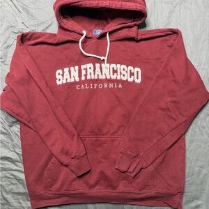 San Francisco California Maroon Hooded Pullover Sweatshirt